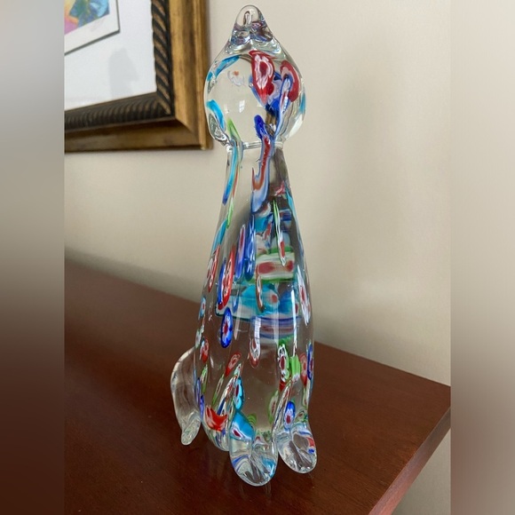 Adorable Glass CAT with colorful Millefiori Statue Paperweight - Picture 3 of 8